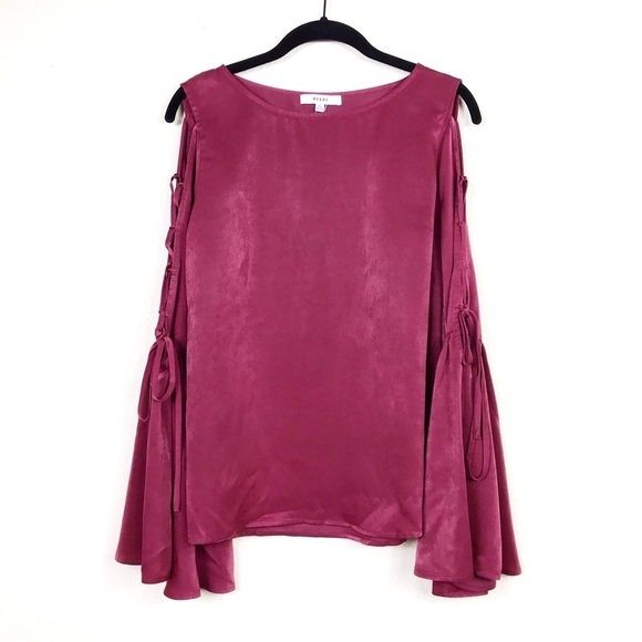 Ro & De Cold Shoulder Lace-Up Bell Sleeve Top XS - Picture 4 of 9